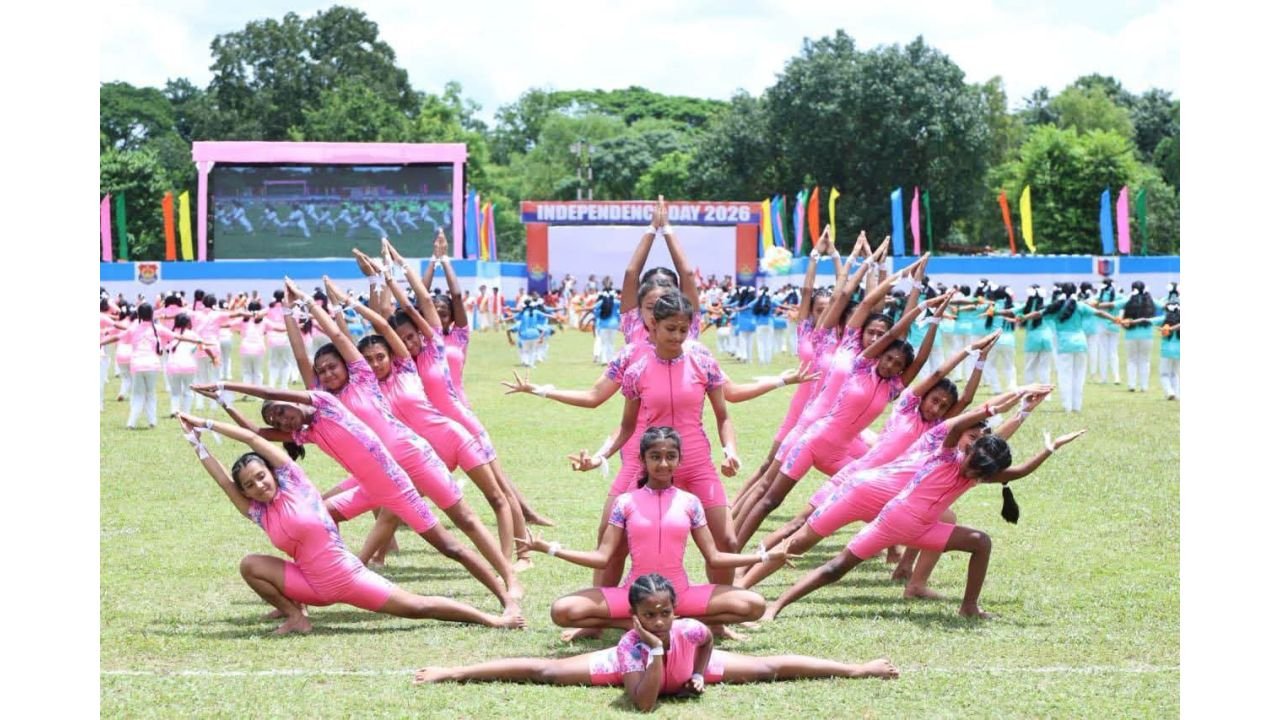 Artists/students performing at Assam Rifle ground on the eve of Independence day on 15/08/2026